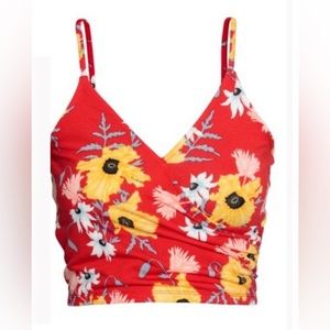 132 | H&M Red & Yellow Floral Print Wrap Over Crap Top